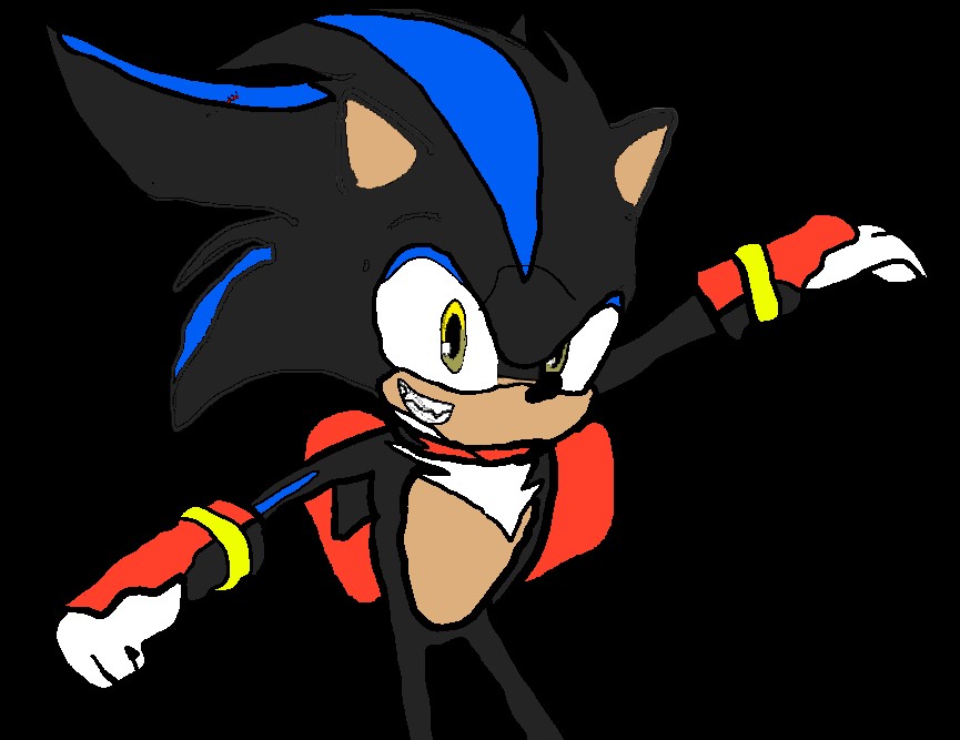 Since I'm the fusion of Shadow and the fake hedgehog, I guess that makes me  Shadic!”, Sonic the Hedgehog