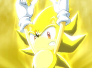 Super Sonic begins to charge up energy