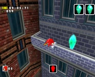 Knuckles encontrando un Fragmento de Esmeralda en Sonic Adventure DX: Director's Cut