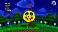 Zazz riding the Moon Mech in Windy Hill Zone 2, Sonic Lost World (Wii U)