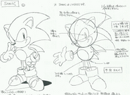 Sketches of Sonic for Sonic the Hedgehog CD traditional animation. Taken from Sonic Generations.