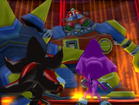 Shadow and Espio facing the Egg Breaker in Mad Matrix.