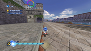 Una fase diurna de Rooftop Run en la versión de Wii de Sonic Unleashed