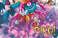 Knuckles and Amy destroying a Dark Gaia Titan, from .