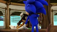 SB S1E01 Sonic hooded Tails falls over