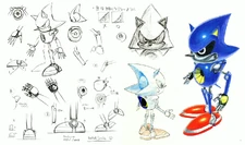 Early sketches of Metal Sonic.