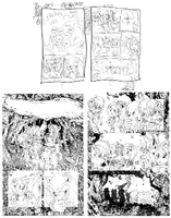 Pages 18–19 layouts/inks. Art by Jeff Axer.