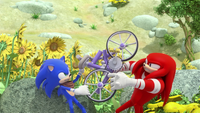 SB S1E43 Sonic Knuckles fight bicycle