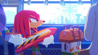 Knuckles with his Red Rock on a train going from the Mystic Ruins to Metal City for the beginning of spring 2022.