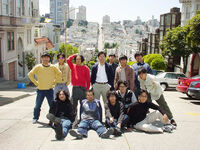 Sonic Team USA at San Francisco prior to the development of Sonic Adventure 2 (Jun Senoue located bottom left).