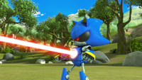 Metal Sonic firing his chest laser