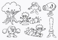 Concept artwork for the enemies in Twin Stars. Art by Naoto Ohshima.