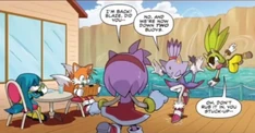Amy, Tails, Blaze, Surge, and Kit regrouping to form a plan.