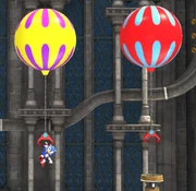 Sonic trzyma się wielkiego balonu
