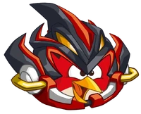 Red wearing a Shadow-themed outfit, from Angry Birds 2.