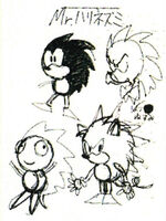 Art of Mr. Hedgehog, the original Sonic.