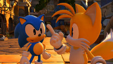 Tails happy to see Classic Sonic