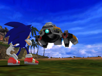 Sonic facing Egg Hornet