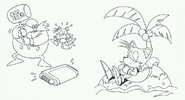 Simple sketches of warning icons featured in the Japanese manual. Taken from Sonic Generations.