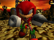 Knuckles in his Halloween outfit in Sonic Adventure 2.