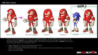 Early concepts of Knuckles alongside the finalized design
