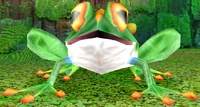 A more brightly-lit Giant Frog in the two-player version of Frog Forest.
