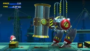 Knuckles using Super Powers in the Press Factory Zone boss.