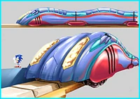Concept of the futuristic Mass Rapid Transit (MRT) train in Megalo Station (also using a decal Classic Sonic artwork).