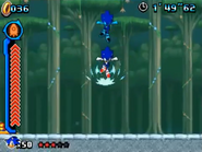 Sonic utilizando el Stomp en la versión de Nintendo DS de Sonic Colors.