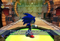 Sonic obtaining the Bounce Bracelet, from Sonic Adventure 2: Battle