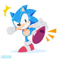 Sonic wearing the Slow Down Boots (Sonic Labyrinth 27th anniversary).