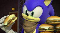 Sonic eats burger