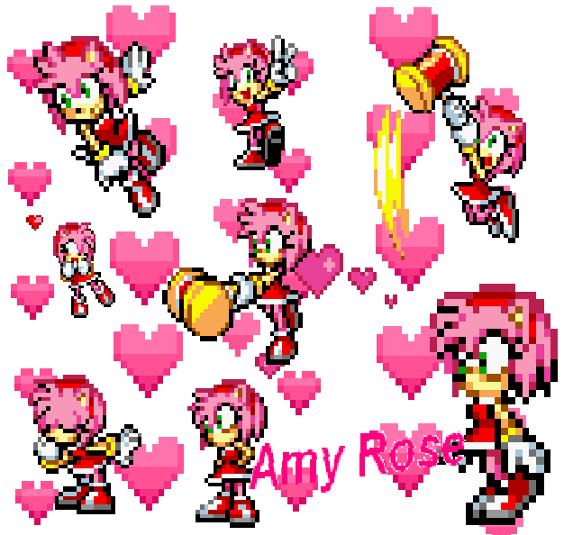 Sonic 3air Extra Slot Amy Rose sprites by fuzehug4 on DeviantArt