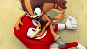 Sticks attacking Knuckles