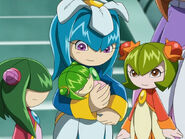 Galaxina, Starla, Daisy, and Chrysanthemum with baby Cosmo