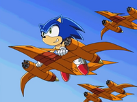 Sonic with Falcons coming straight for Eggman'ship