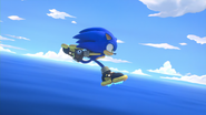 No Place Shoes allowing Sonic to run over water.