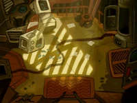 The storage room where E-123 Omega is located