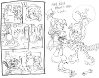 Layouts for page twenty-two, featuring an apparent joke drawn in the margins. Art by Jeff Axer.