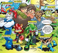 154815 - safe, artist:thekingblader995, edit, official art, classic sonic, scourge the hedgehog (sonic), sonic the hedgehog (sonic), hedgehog, mammal, anthro, archie sonic the hedgehog, sega, sonic boom (series), sonic mania, sonic mania