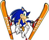 Sonic skiing (originally for the SegaSonic brand for a ski brochure)