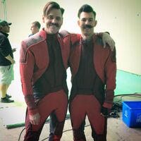 Jim Carrey and a stunt double