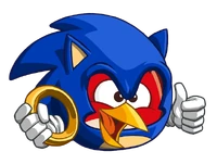 Red wearing a Sonic-themed outfit, from Angry Birds 2.