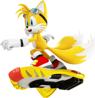 Tails riding the Yellow Tail in Sonic Free Riders.