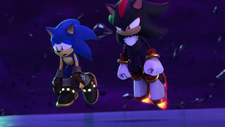 Shadow utilizing the small jets on his Air Shoes, from Sonic Prime.