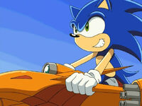 Sonic riding a Falcon