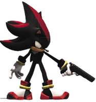 Front view of the Shadow the Hedgehog promotional statue model