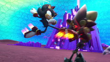 Shadow utilizing the small jets on his Air Shoes, from Sonic Prime.