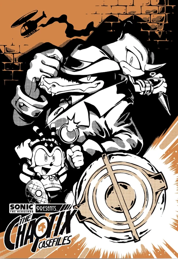 Promotional art for The Chaotix Casefiles, an officially-produced audio drama podcast featuring the title trio. Source: Sonic Wiki Zone