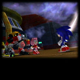 Sonic, Amy, and an injured robot named Gamma